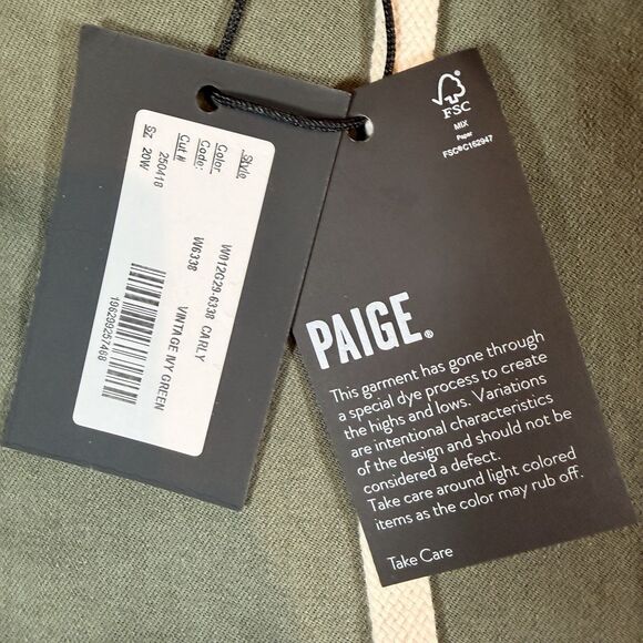 NWT Paige Carly High-Rise Wide-Leg Jeans Ivy Green Women's Size 20W MSRP $225 - Picture 4 of 11